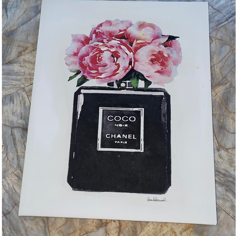 Amanda Greenwood Coco Chanel Noir Perfume Peonies Canvas Wall Art 16x20